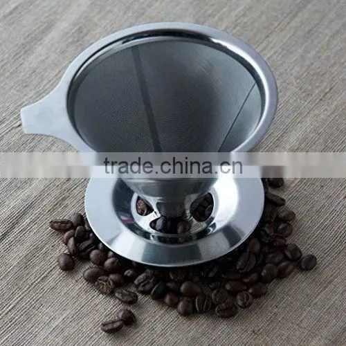 2017 stainless steel cone pour over coffee dripper filter