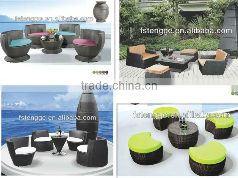 Outdoor Patio Wicker Furniture New Resin Dining Bar Table and Bench
