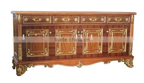 Vintage Style Wooden Sideboard, Antique Wooden Carving Buffet, Luxury Dining Room Painted Decorative Side Cabinet