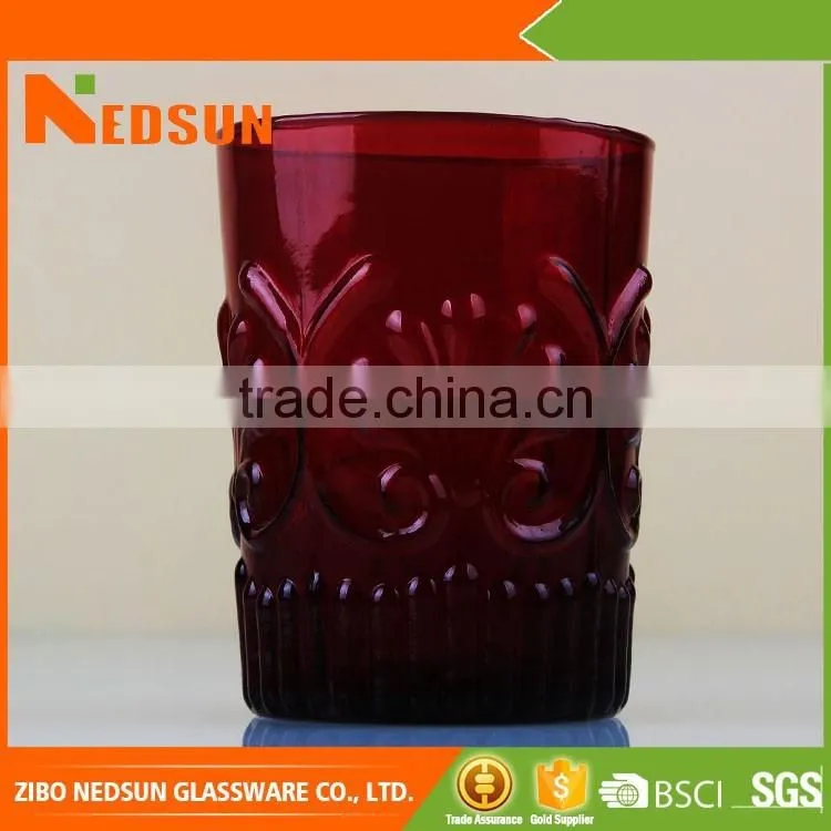 High quality glass cup with embossed