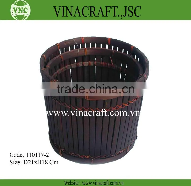 Pressed Bamboo Waste Basket in brown color