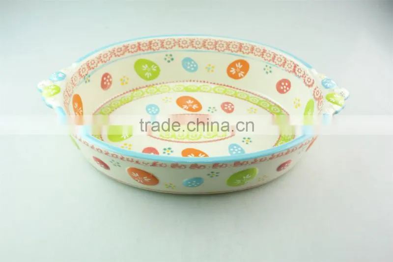 red oval shape ceramic bakeware porcelain bake plate with hands in stocklots