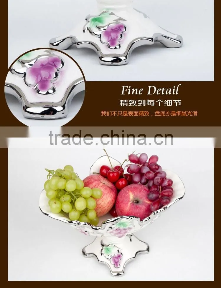 Wholesale ceramic candy dish golden,fruit tray ceramic material
