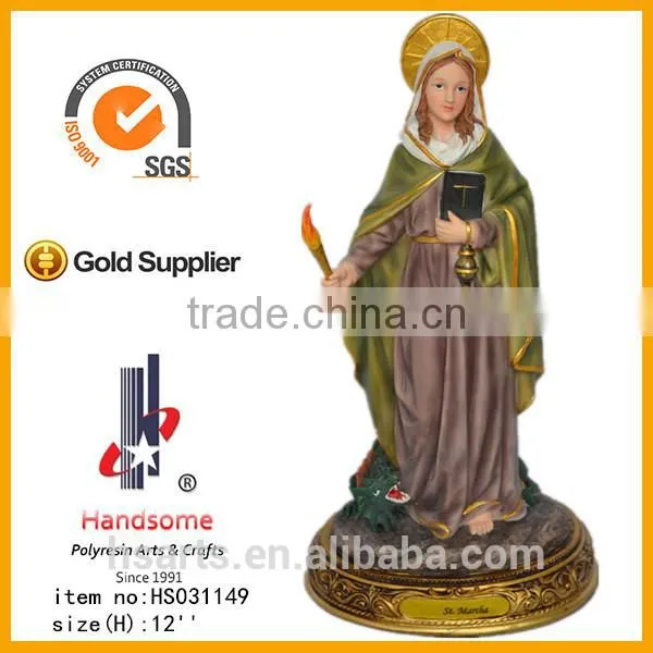 12 Inch Sant Martha High Quality Resin Religious Figurine