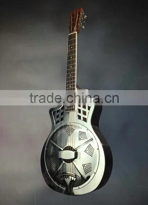 40 inch chrome metal resonator guitar with blues slide