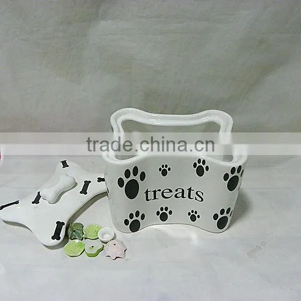 Bone Shaped Ceramic Dog Treat Jar