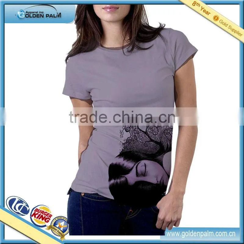 Combed Cotton short sleeve women printed t shirt wholesale China