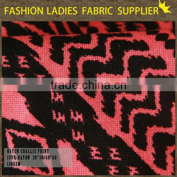 fashionable design print pattern for ladies wear reactive rayon challis printed hawaiian print rayon fabric