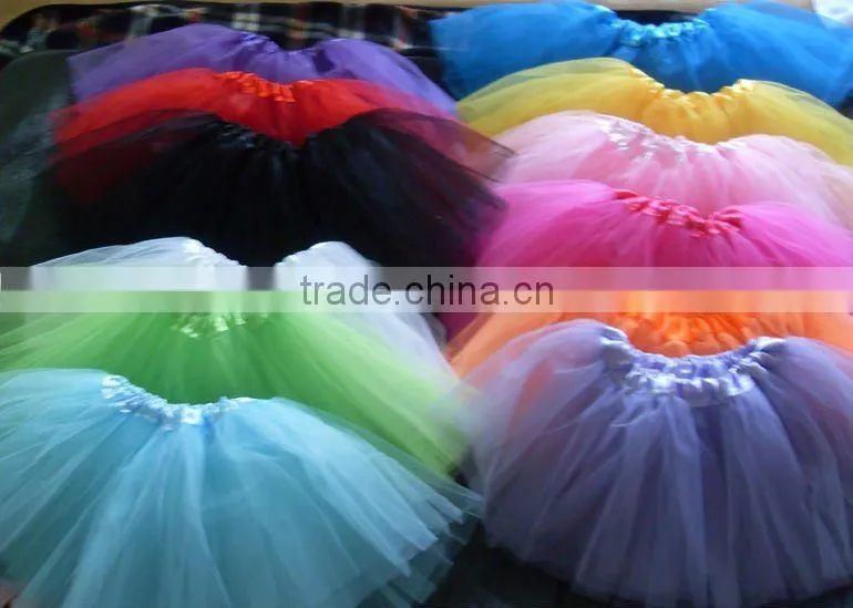 3layer tulle fabric pink girls cheap tutu skirt