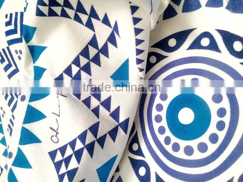 Hot sale cheap reactive print microfiber beach towel with tassel