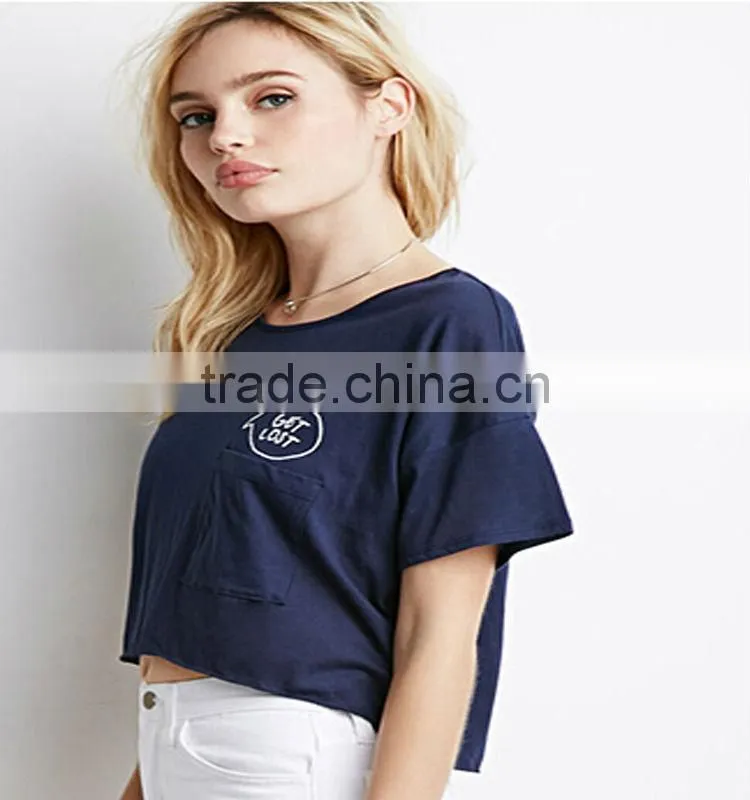 2015 Fashion women soft wear short sleeves pure color round neck 100%cotton tee