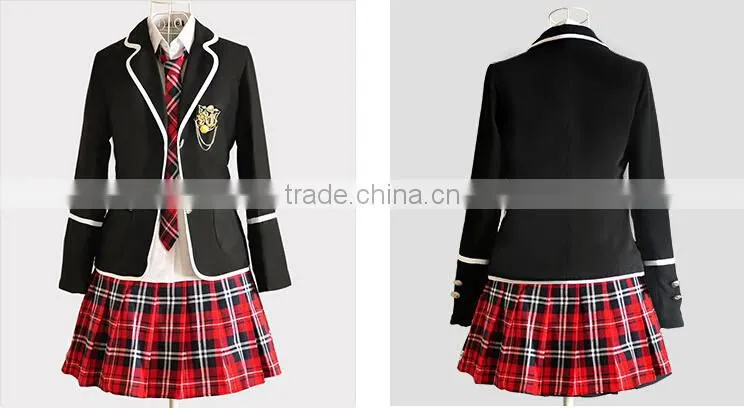 Juqian 2016 wholesale custom colours school skirt suits korean high school uniforms sets