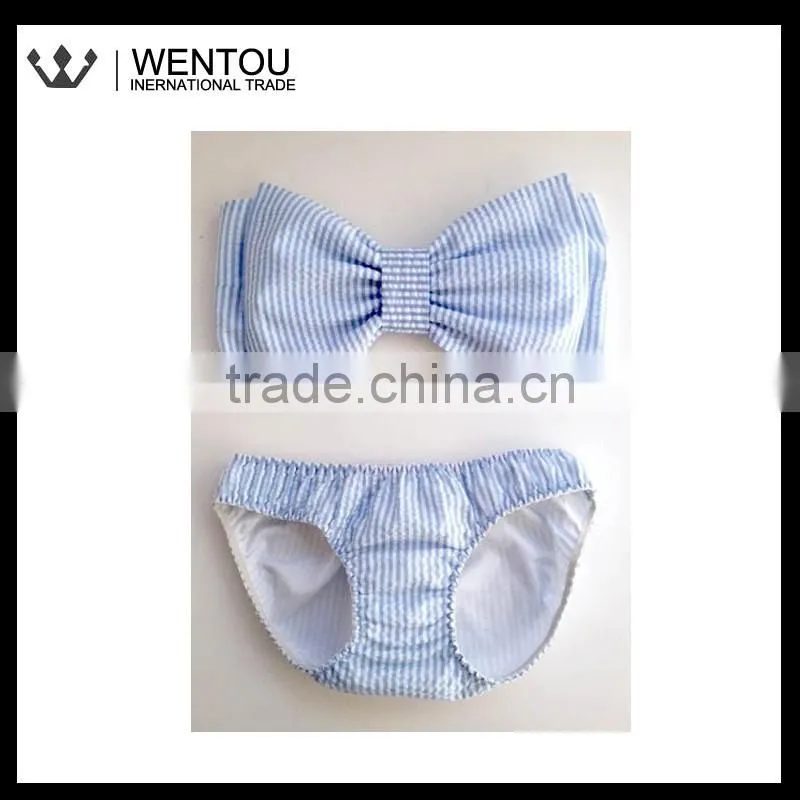Monogrammed Seersucker Bow Bandeau