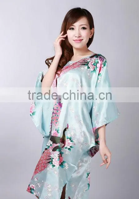 New Style Women Peacock Satin NightGowns,Satin Night Dress NG014