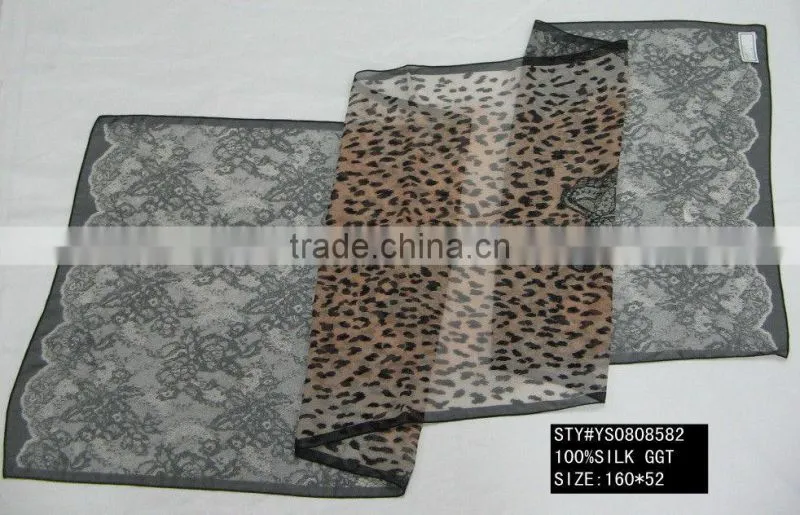 Lady Silk Scarf, Crepe GGT, Long Scarf, Tassels