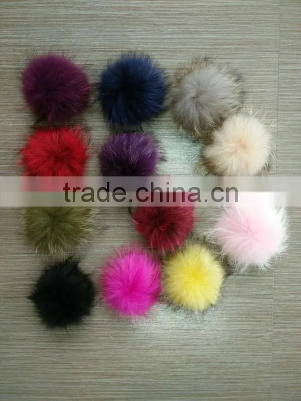 YR892 Hot Sale 12cm Diameter Colorful Raccoon Fur Ball