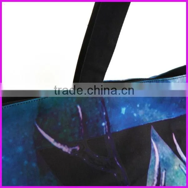 2014 brazil hot selling digital printed ladies oem production canvas tote bag