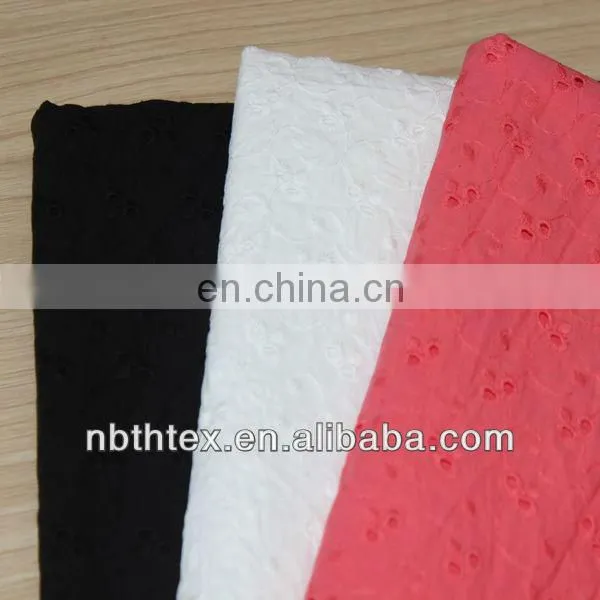 100% cotton embroidery eyelet fabric for lady garment wholesale in USA