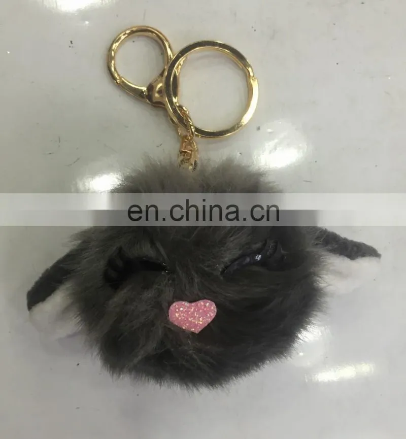 Owl pom pom key chain large faux fur OWL bag charms