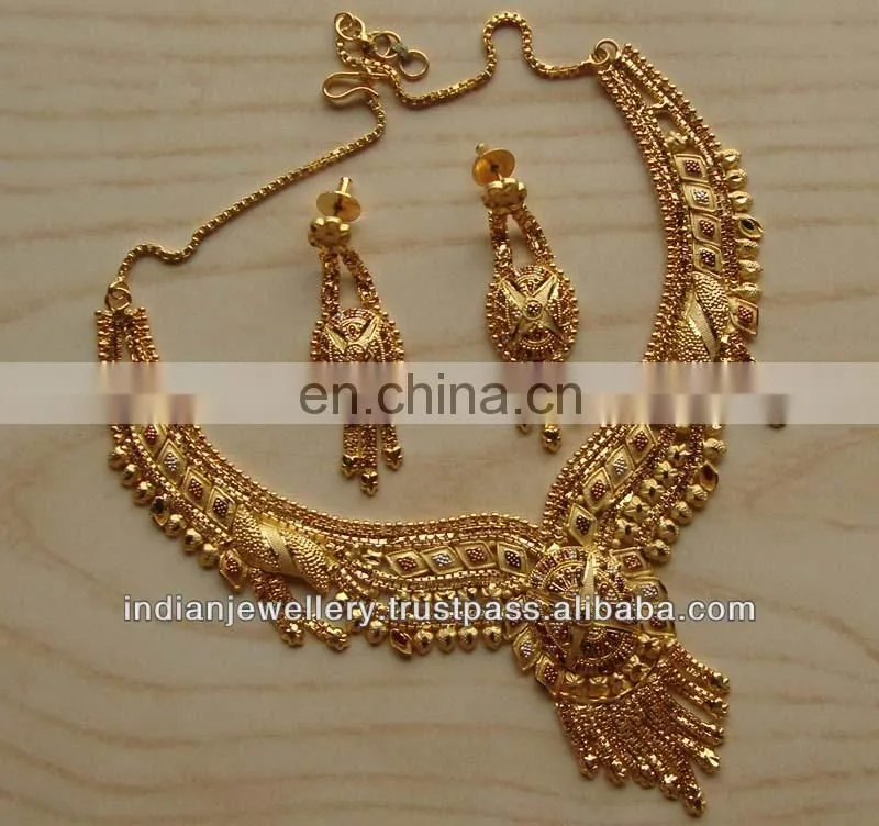 Goldplated necklace jewelry set manufacturer, gold-plated necklace fashion jewellery sets exporter