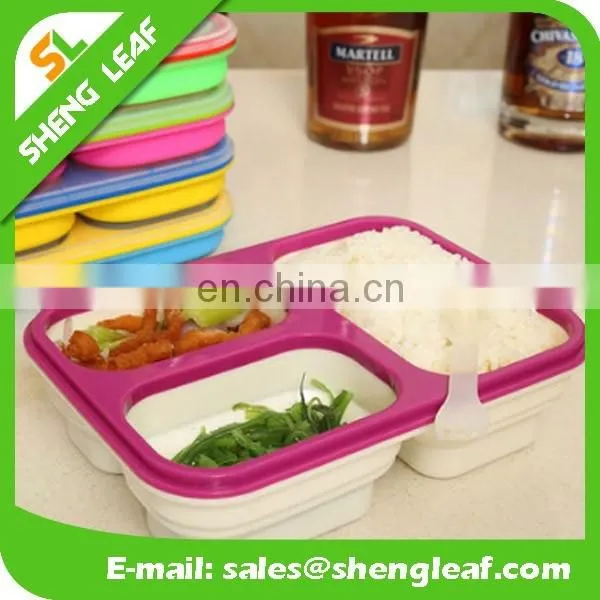 -collapsible lunch bowl 3-compartment silicone lunch bowl