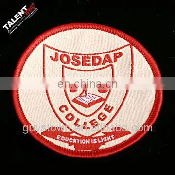 custom woven school logo badge patch for uniform garment