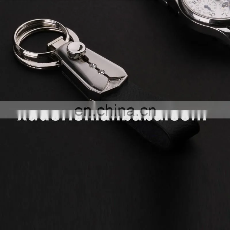 2016 New design push button leather key chains with decorative rhinestones