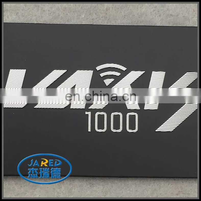 2015 Black Color Popular Handmade 3M Adhesive Customized Logo Metal Printing Aluminum Label