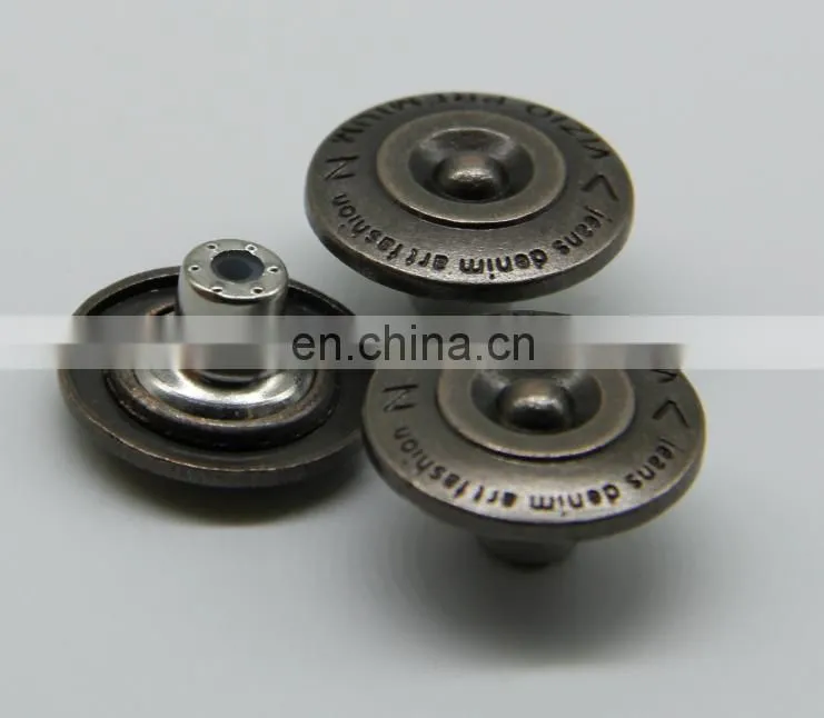 wholesale shiny silver mushroom round metal jeans buttons for jeans