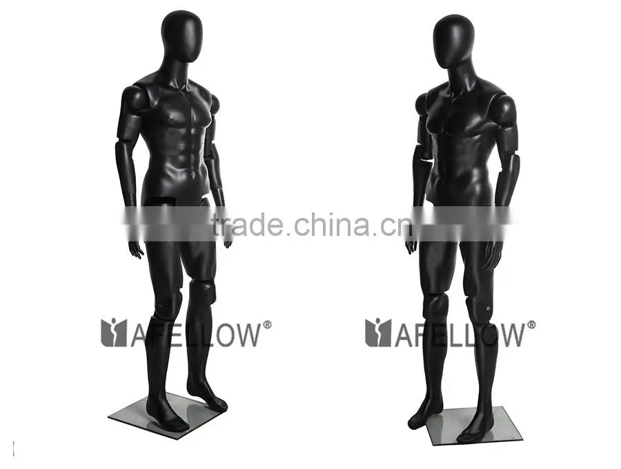 Abstract Fiberglass Black Adjustable Movable Male Mannequins Egg Head Mannequin for Window Display MZ-HM01BKEG
