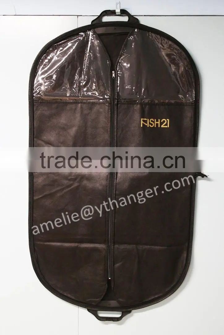 Garments suits bag non woven suit bags with transparent PVC