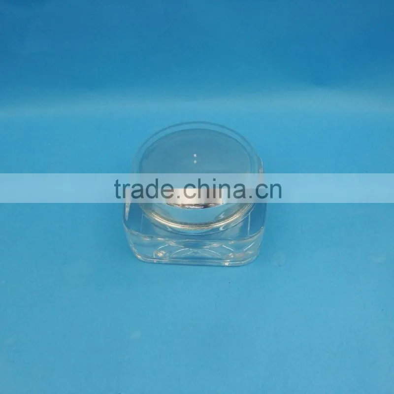 cosmetic clear square shape acrylic plastic jar with plastic cap