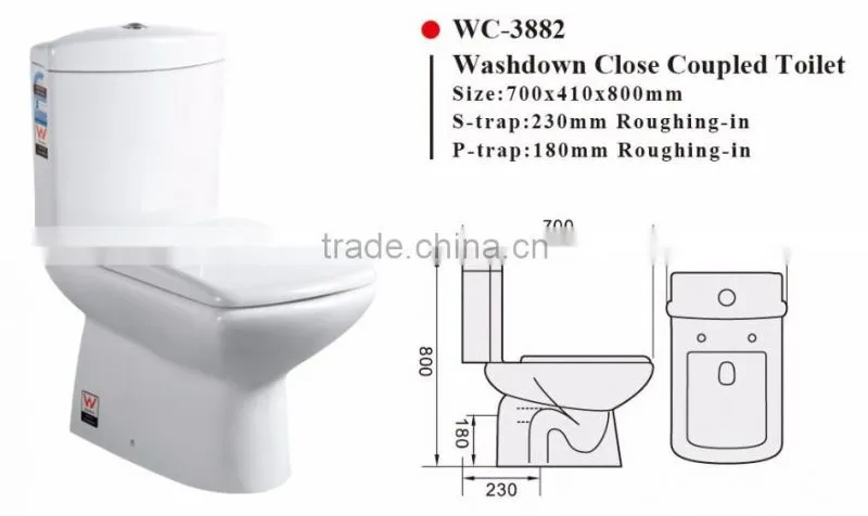 Two-piece MEIYE Watermark S/P Trap with GEBERIT or R&T Fitting Soft Cover, Australian WELS WC-3882