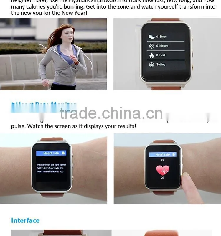 2015 fashionable portable latest wrist mobile phone smartwatch