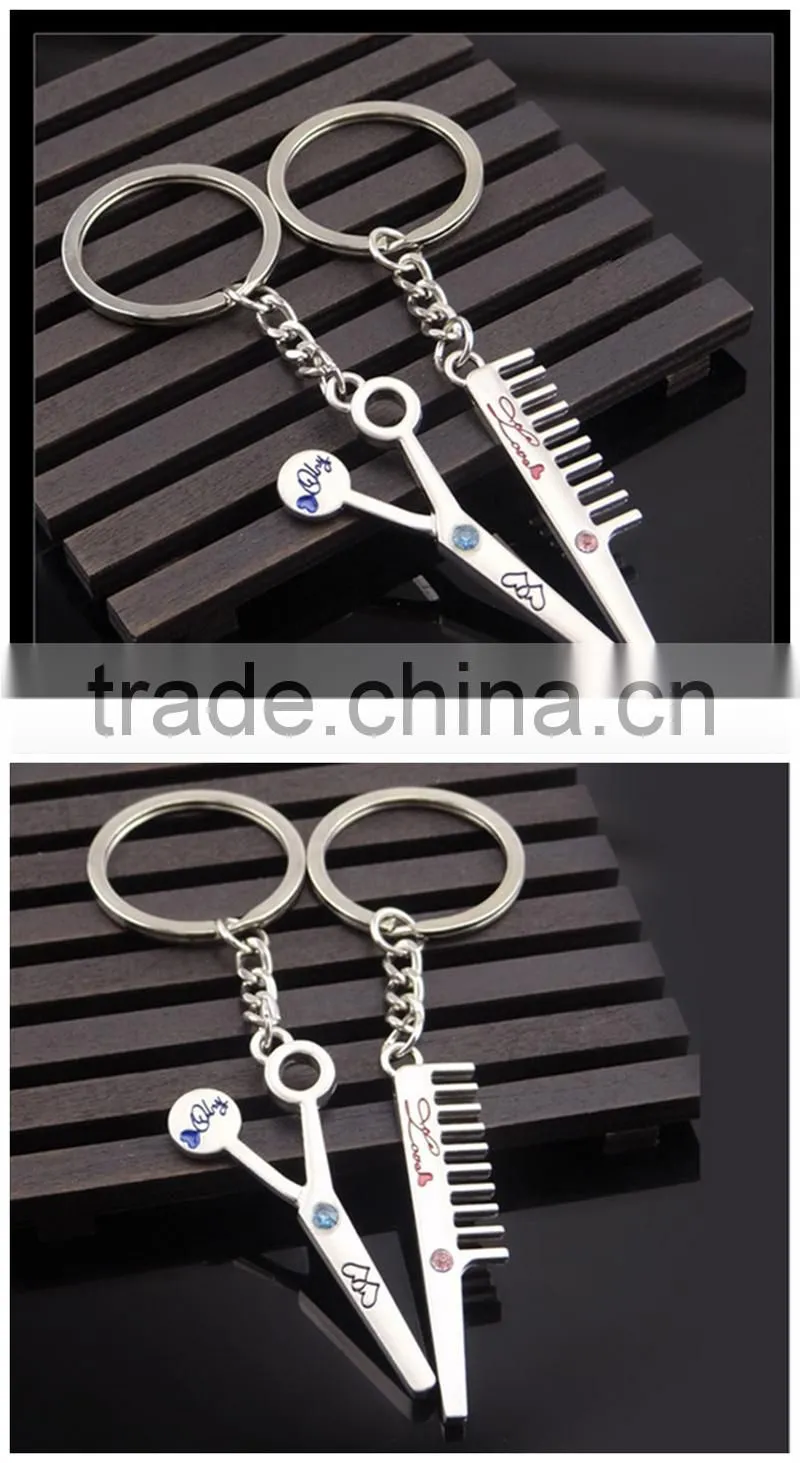 Comb and scissor couple Keychain, alloy Couple forver Keychain