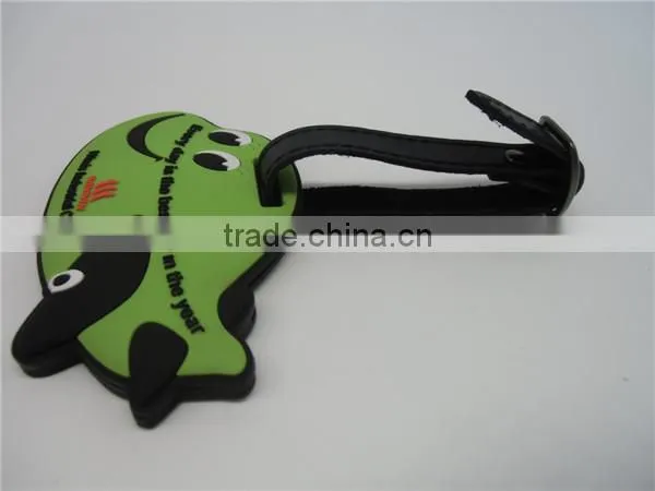 Whale shaped soft PVC standard size luggage tag