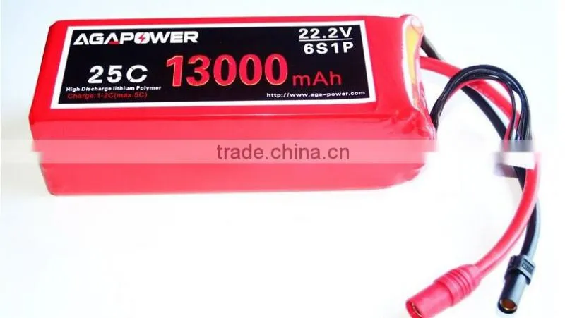 Drone DJI LiPo battery 22.2V 13000mah 25C | RC multirotor with AS150&XT150 connector | Grade A Lithium cell for RC Model