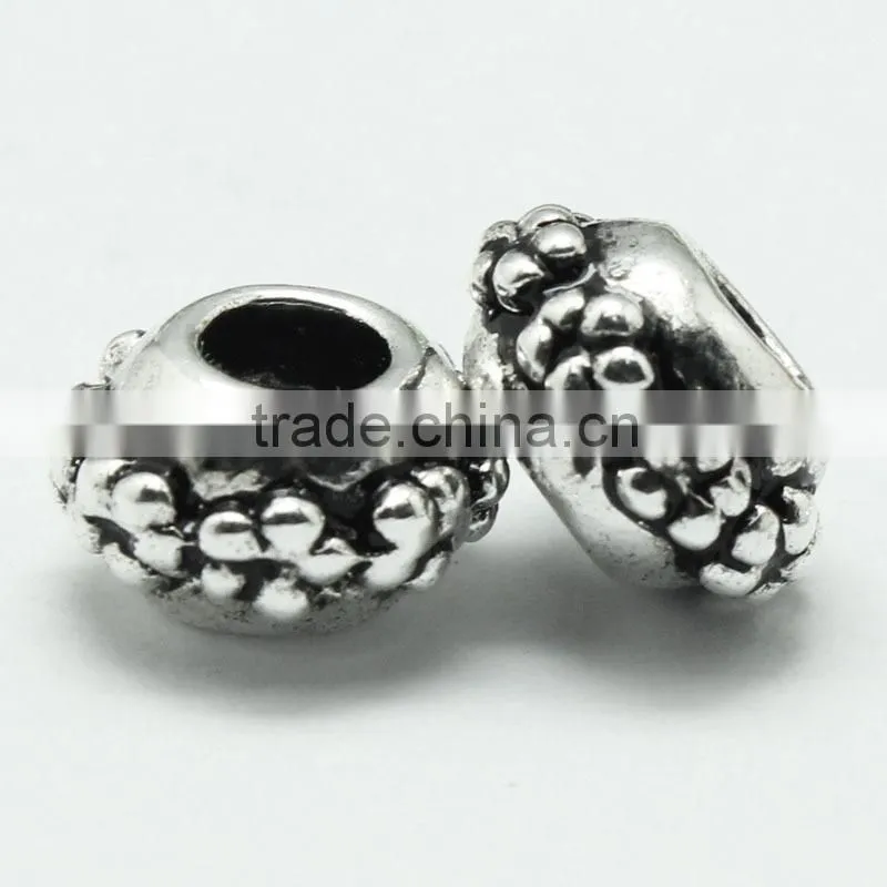 Popular Pdora Old-fashioned Jewelry Large Hole Beads, Zinc Alloy Large Hole Metal Slide Beads for Necklace and Bracelets