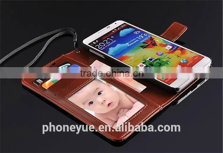 mobile phone card slot stand holder pu leather flip cover case for samsung c4