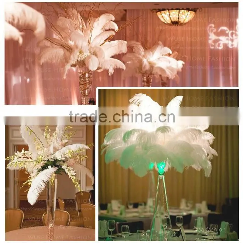 factory Wholesale Decorative Gray Color Ostrich Feather Trimming, dyed ostrich feather for wedding centerpieces