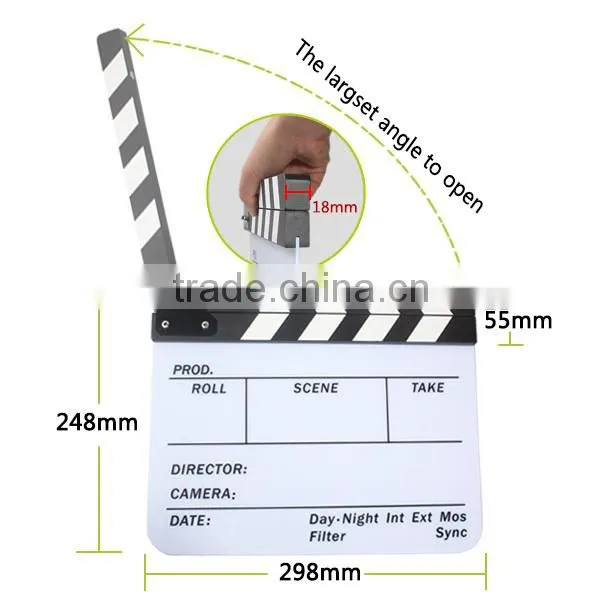 Acrylic Plastic Dry Erase Director's Colorful Film Movie Clapboard Clapper Board with Sticks(9.85x11.8 inch)