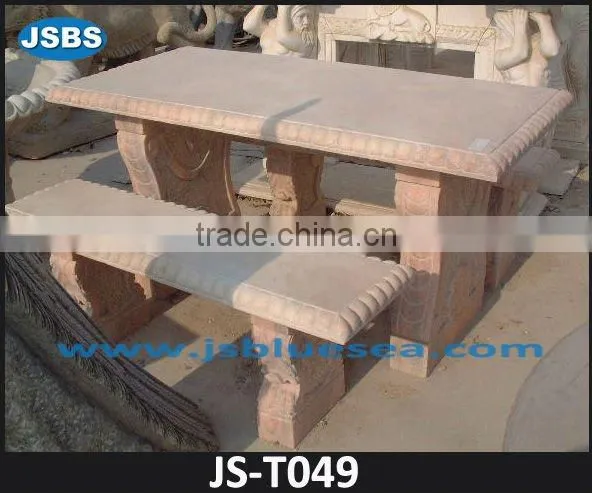 Carved white marble long bench