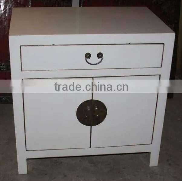 Chinese reproduction white bedside small cabinet