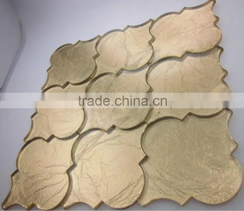 300x300 goldleaf glass mosaic 12''x12'' waterjet glass tile(wj1)