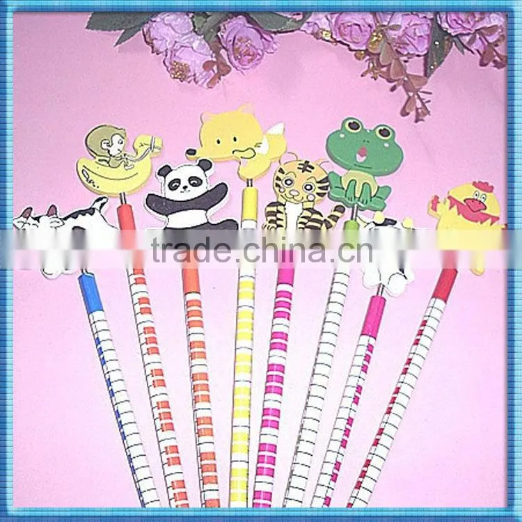 Cute cartoon design rubber animal pencil topper