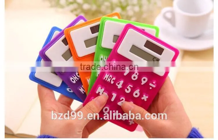 Promotion Calculator Gift Mini Silicone Porket Solar Power Calculator / Logo Customized OEM Electronic Manufacturer