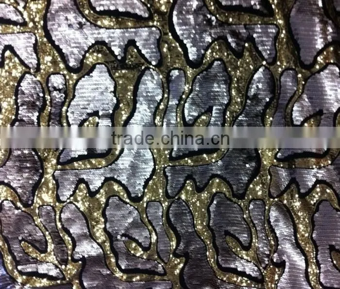 2015 new sequence embroidery fabric sequin lace fabric China supplier