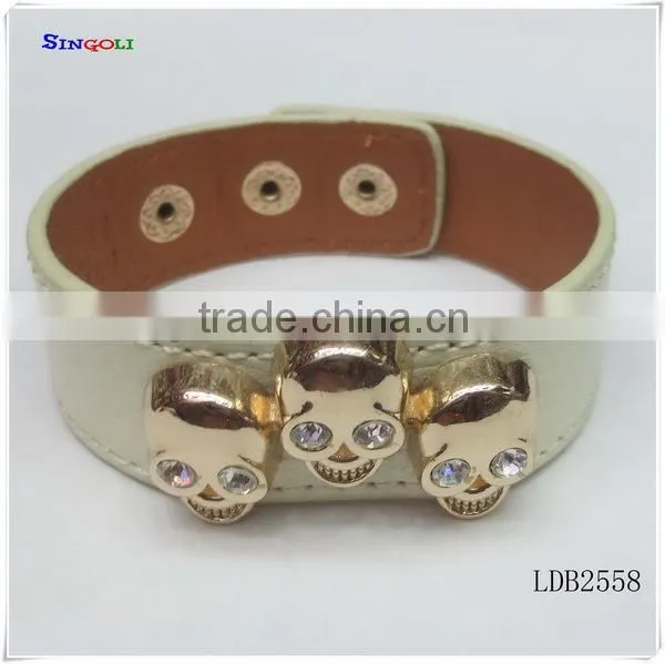Pyramid Leather cuff bracelet with pave rhinestone bracelet