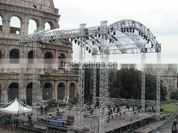 outdoor 6 pillars aluminum truss Roof and Stage with sond wings