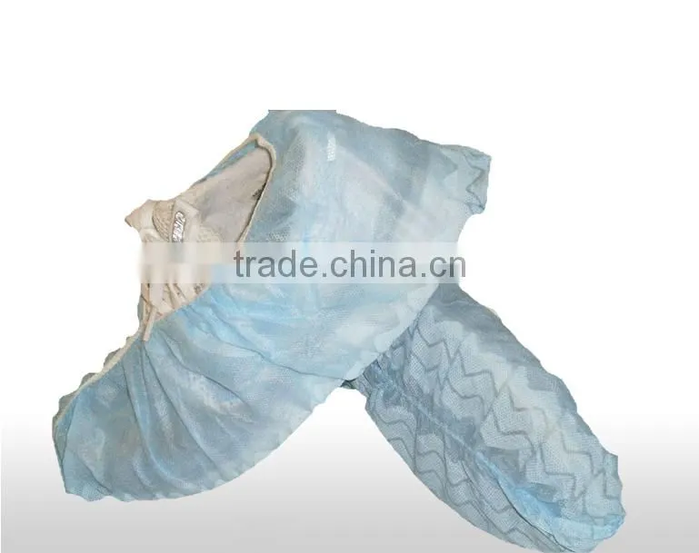 White disposable pp non-woven shoe cover with elastic